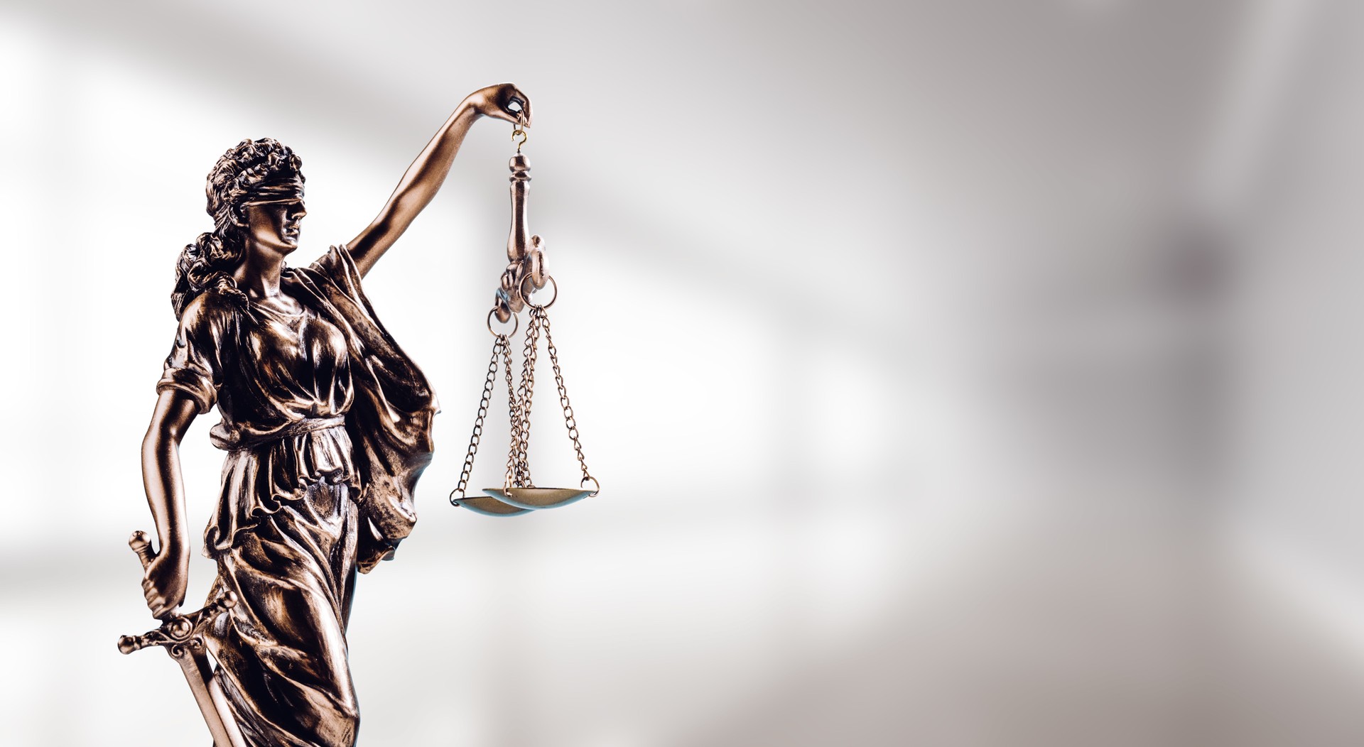Symbol of law, Themis in modern hall.